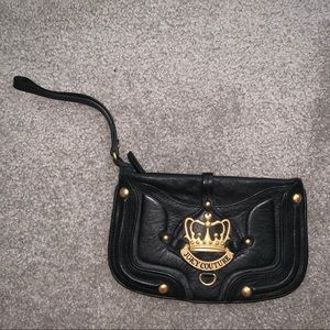 Juicy Couture black soft leather wristlet
